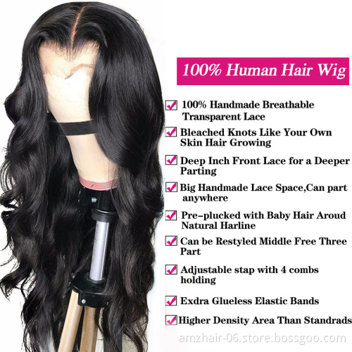 Body Wave Unprocessed Raw Indian Virgin Cuticle Aligned Human Hair HD Lace Front Wig Wholesale Full Lace Frontal Closure Wig